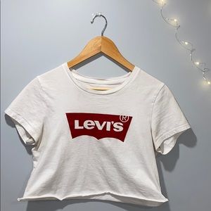 Levis White and Red Crop Top